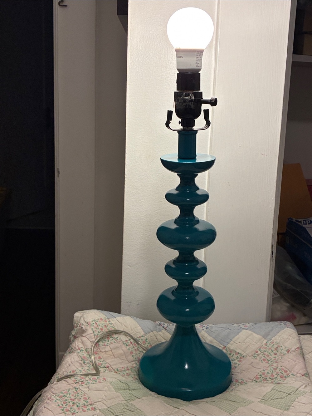 Teal Sculpted Table Lamp - Home Accents